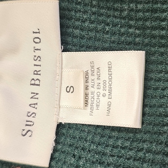 Susan Bristol Green Waffle Knit Cardigan with Santa and Candy Cane Design - Picture 6 of 10